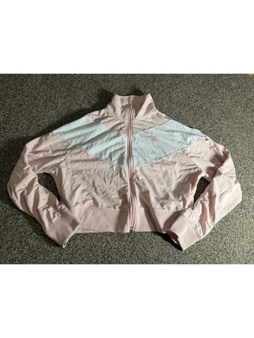 Nike Women’s XL Pink Blue Colorblock Full Zip Track Jacket Swoosh